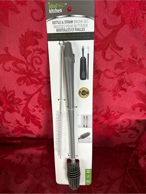 Ideal Kitchen Grey Bottle & Straw Brush Set